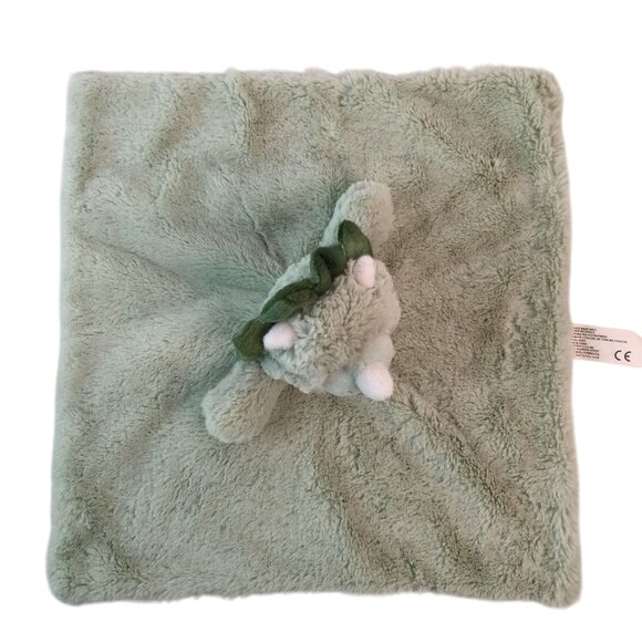 Kellytoy Luxe Green Dinosaur Lovey 14" Triceratops Baby Security Blanket Rattle - Picture 3 of 6